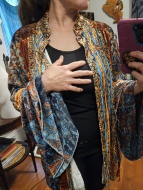 Small * Bohemian Velvety Paisley Kimono Shrug Batwing